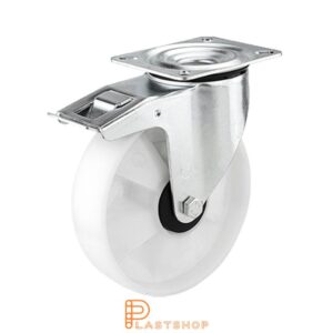 Bromsat länkhjul BP PA6 200/235, 350 kg, DKL, naturfärgad bana