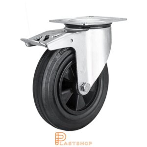 Bromsat länkhjul BP PP/Gummi 200/235, 200 kg, RL, svart bana
