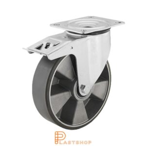 Bromsat länkhjul BP-ESD ALU/PUR 200/235, 350 kg, DKL, grå bana