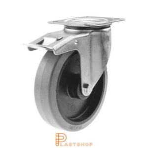 Bromsat länkhjul BP PA6/ElastoGum 200/235, 250 kg, RL, grå bana