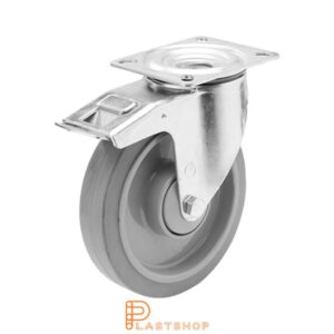 Bromsat länkhjul BP PA6/ElastoGum 200/235, 350 kg, DKL, grå bana