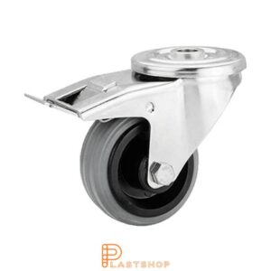 Bromsat länkhjul BC-RF PP/Gummi 80/108, 50 kg, GL, grå bana