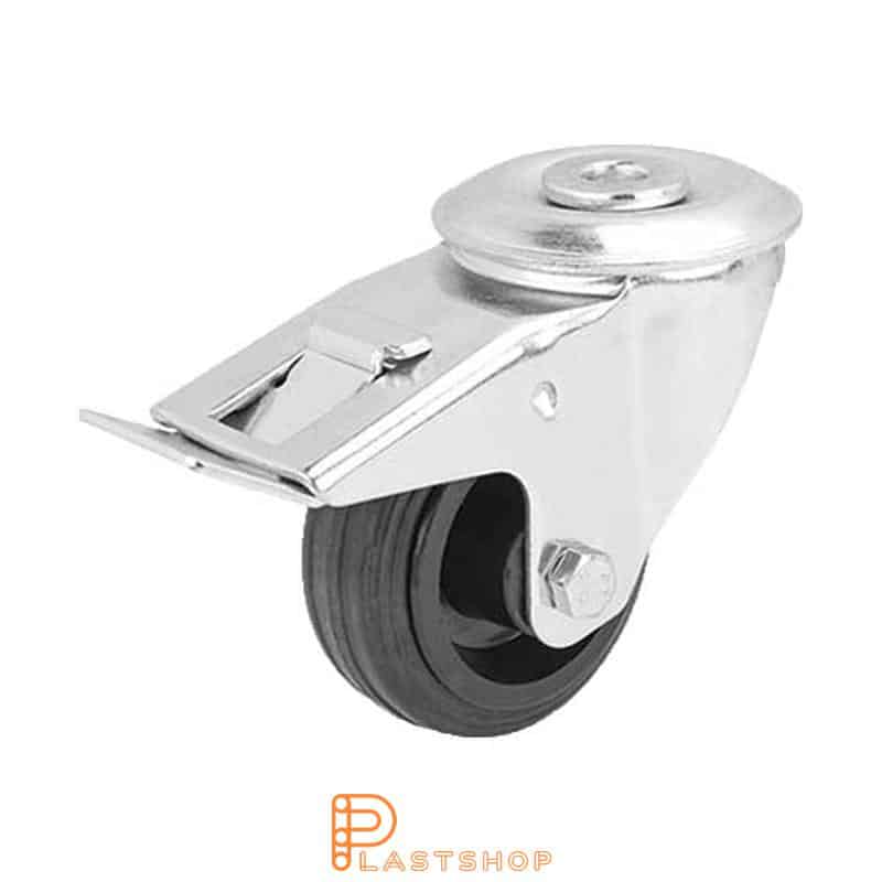 Bromsat länkhjul BC PP/Gummi 80/108, 50 kg, RL, svart bana