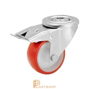 Bromsat länkhjul BC-RF PA6/PUR 80/108, 120 kg, GL, röd bana