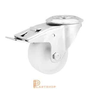 Bromsat länkhjul BC PP 80/108, 120 kg, GL, vit bana