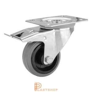 Bromsat länkhjul BP-RF PP/Gummi 80/108, 50 kg, GL, grå bana
