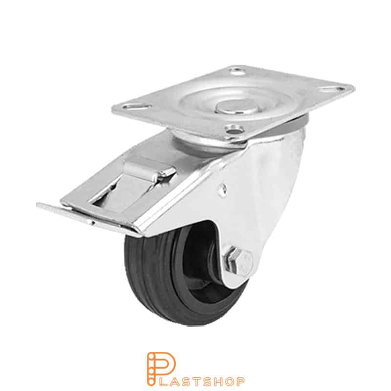 Bromsat länkhjul BP PP/Gummi 80/108, 50 kg, RL, svart bana