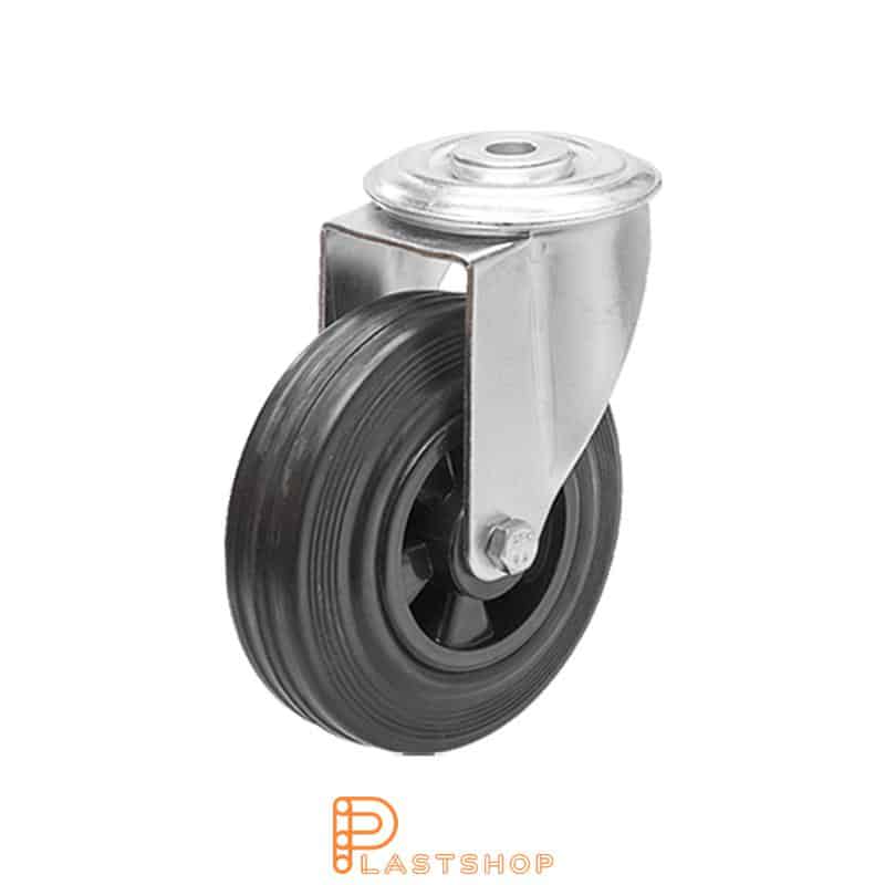 Länkhjul LC PP/Gummi 100/128, 70 kg, RL, svart bana
