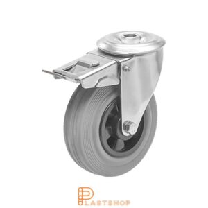 Bromsat länkhjul BC-RF PP/Gummi 100/128, 70 kg, GL, grå bana