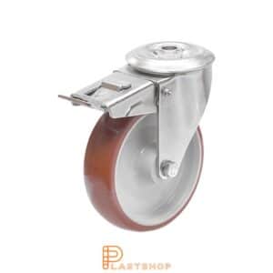 Bromsat länkhjul BC-RF PA6/PUR 100/128, 170 kg, GL, röd bana