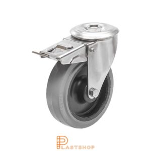 Bromsat länkhjul BC-RF PA6/ElastoGum 100/128, 150 kg, GL, grå bana