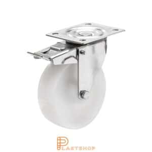 Bromsat länkhjul BP-RF PA6 100/128, 200 kg, GL, vit bana