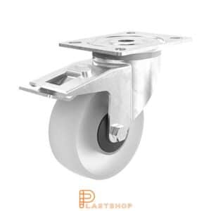 Bromsat länkhjul BP PA6 100/128, 180 kg, KL, naturfärgad bana