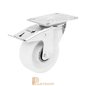 Bromsat länkhjul BP PA6 100/128, 200 kg, DKL, vit bana