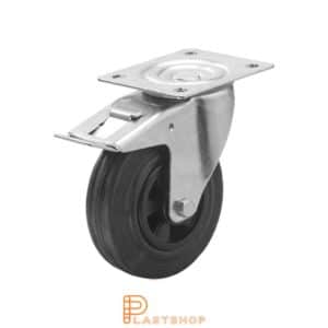 Bromsat länkhjul BP PP/Gummi 100/128, 70 kg, RL, svart bana