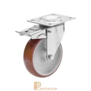 Bromsat länkhjul BP-RF PA6/PUR 100/128, 170 kg, GL, röd bana