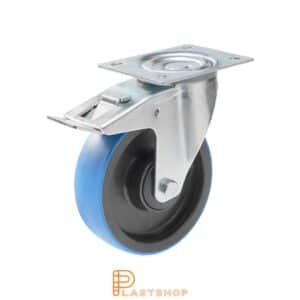 Bromsat länkhjul BP PA6/PUR 100/128, 200 kg, KL, blå bana