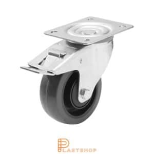 Bromsat länkhjul BP PA6/PUR 100/128, 200 kg, KL, grå bana
