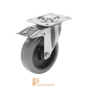 Bromsat länkhjul BP-RF PA6/ElastoGum 100/128, 150 kg, GL, grå bana