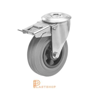 Bromsat länkhjul BC-RF PP/Gummi 125/155, 100 kg, GL, grå bana