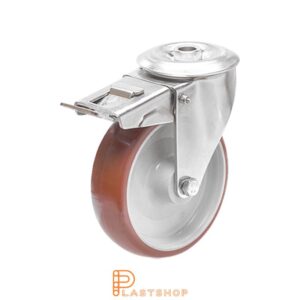Bromsat länkhjul BC-RF PA6/PUR 125/155, 180 kg, GL, röd bana