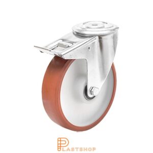 Bromsat länkhjul BC PA6/PUR 125/155, 180 kg, DKL, röd bana