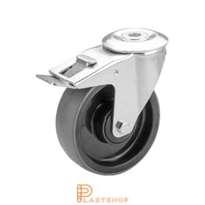 Bromsat länkhjul BC PA6/PUR 125/155, 180 kg, KL, grå bana