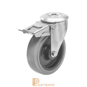 Bromsat länkhjul BC-RF PA6/ElastoGum 125/155, 200 kg, GL, grå bana