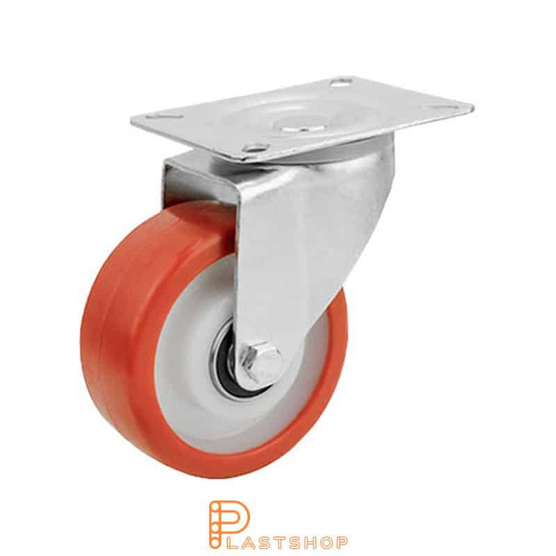 Länkhjul LP PA6/PUR 125/155, 200 kg, DKL, röd bana