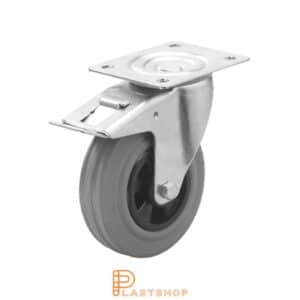 Bromsat länkhjul BP PP/Gummi 125/155, 100 kg, RL, grå bana