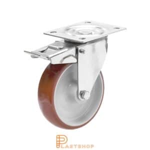 Bromsat länkhjul BP-RF PA6/PUR 125/155, 200 kg, GL, röd bana