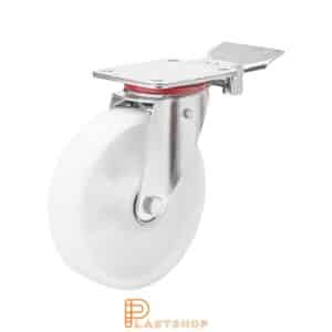 Bromsat länkhjul BP PA6 150/195, 350 kg, DKL, vit bana