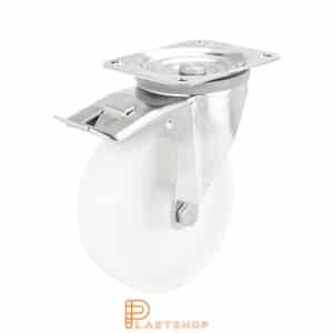 Bromsat länkhjul BP-RF PA6 160/200, 350 kg, GL, vit bana