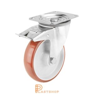 Bromsat länkhjul BP-RF PA6/PUR 160/200, 320 kg, GL, röd bana