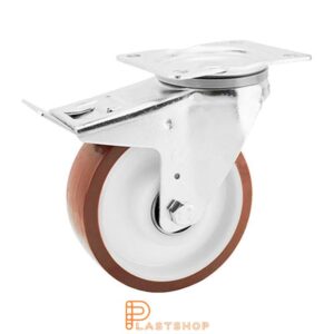 Bromsat länkhjul BP PA6/PUR 160/200, 350 kg, DKL, röd bana