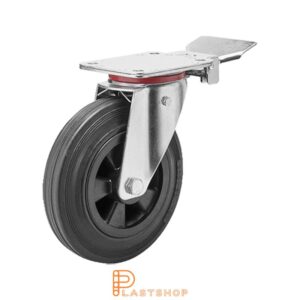 Bromsat länkhjul BP PP/Gummi 160/200, 135 kg, RL, svart bana