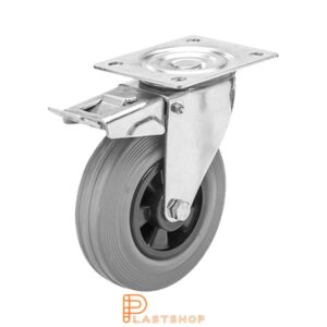 Bromsat länkhjul BP-RF PP/Gummi 200/240, 205 kg, GL, grå bana