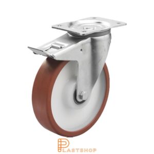 Bromsat länkhjul BP PA6/PUR 200/240, 400 kg, DKL, röd bana