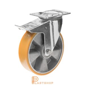 Bromsat länkhjul BP ALU/PUR 200/240, 400 kg, DKL, orange bana