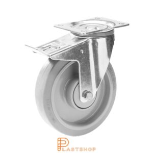 Bromsat länkhjul BP-RF PA6/ElastoGum 200/240, 350 kg, DKL, grå bana