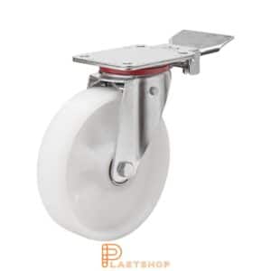 Bromsat länkhjul BP PA6 200/237, 350 kg, DKL, naturfärgad bana