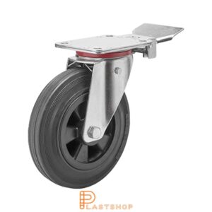 Bromsat länkhjul BP PP/Gummi 200/237, 205 kg, RL, svart bana