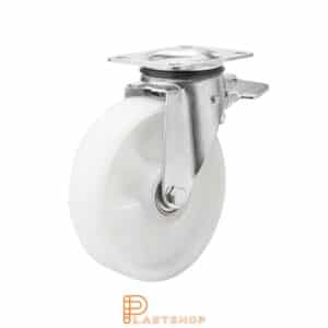 Bromsat länkhjul BP PA6 125/165,5, 250 kg, GL, vit bana
