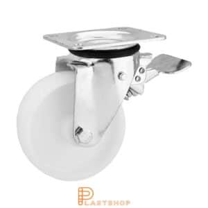 Bromsat länkhjul BP PA6 150/191, 400 kg, GL, vit bana