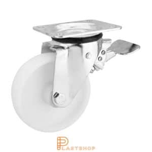 Bromsat länkhjul BP PA6 150/191, 350 kg, RL, vit bana