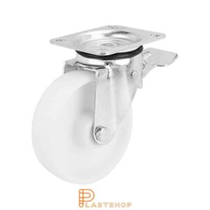 Bromsat länkhjul BP PA6 160/196, 350 kg, RL, vit bana