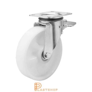 Bromsat länkhjul BP PA6 160/196, 300 kg, DKL, vit bana