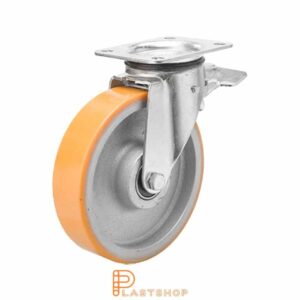 Bromsat länkhjul BP GJ/PUR 160/196, 400 kg, DKL, orange bana