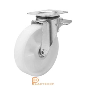 Bromsat länkhjul BP PA6 200/239, 400 kg, DKL, naturfärgad bana