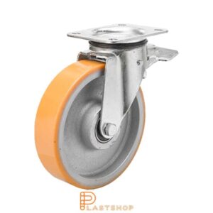 Bromsat länkhjul BP GJ/PUR 200/239, 400 kg, DKL, orange bana